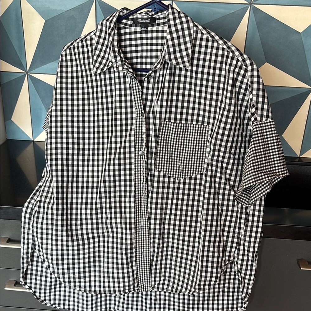Madewell Black and White Gingham Button Down Shirt